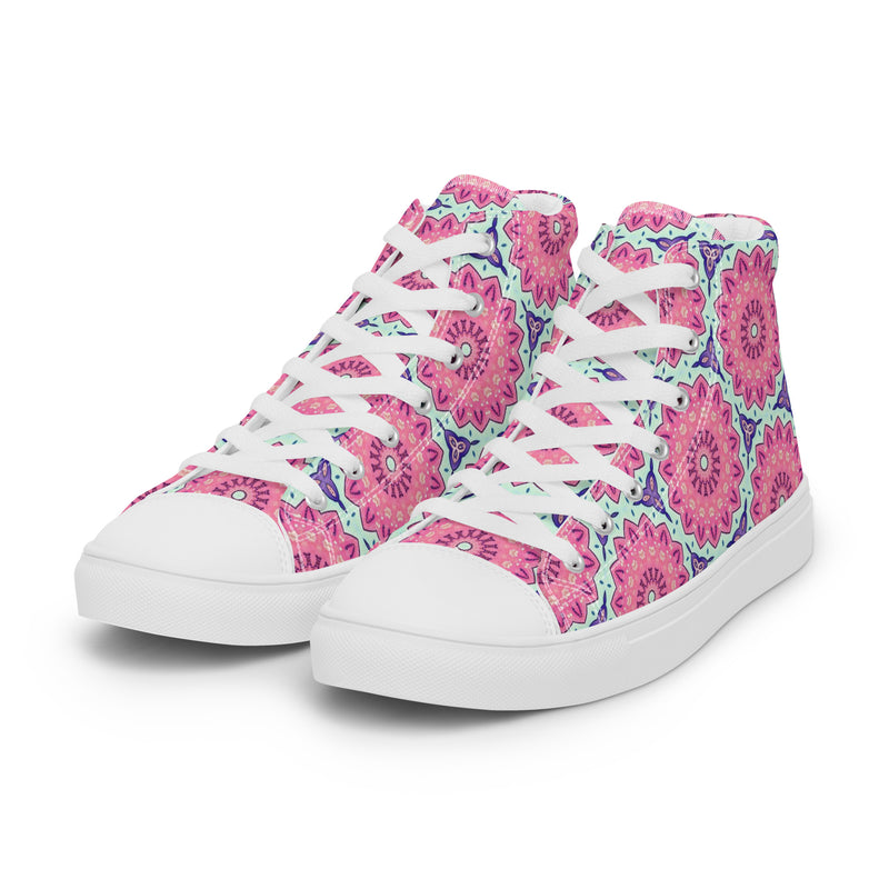 Pink Mandala High Top #250 - Back View | HA!LO Canvas Sneakers
