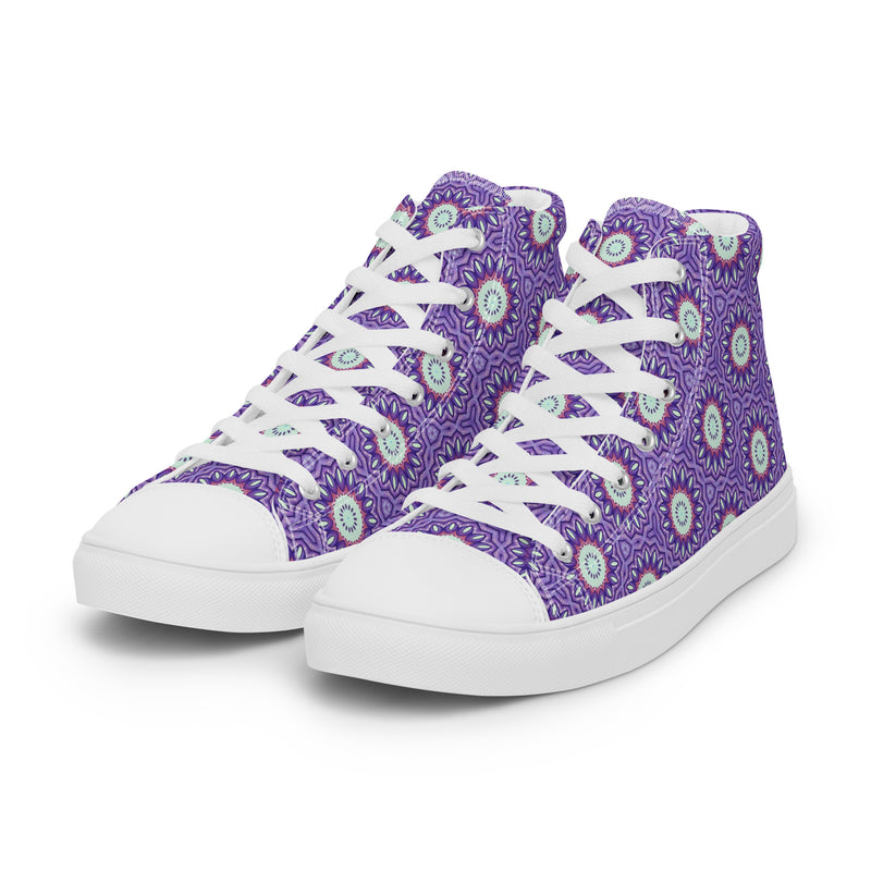 Purple Mandala High Top #251 - Back View | HA!LO Canvas Sneakers