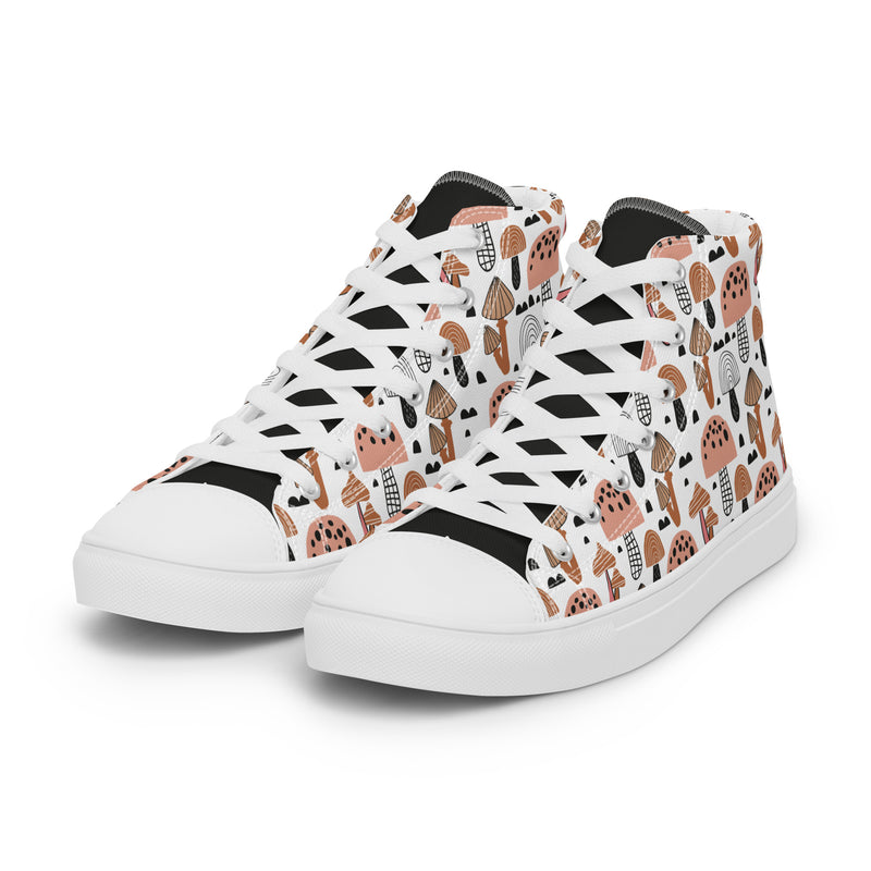 Mushroom Doodle High Top #276 - Front View | HA!LO Canvas Sneakers