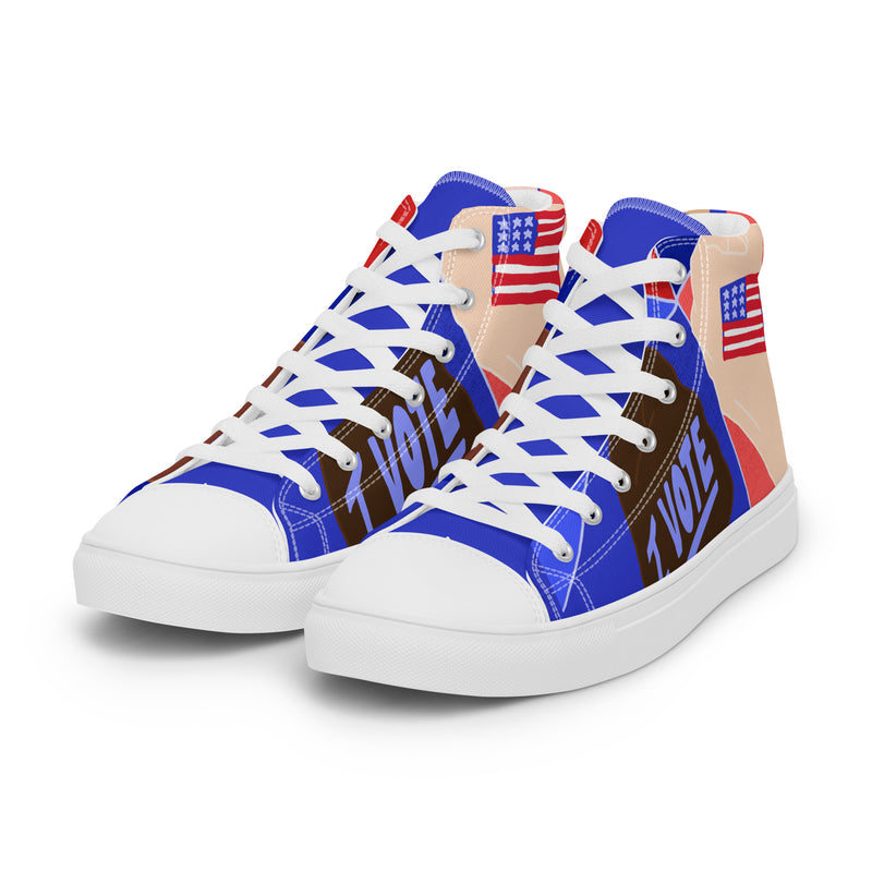 Vote Blue High Top #291 - Back View | HA!LO Canvas Sneakers