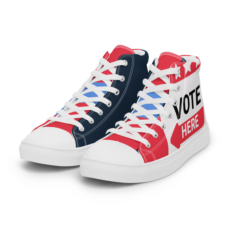 Vote Red High Top #296 - Back View | HA!LO Canvas Sneakers