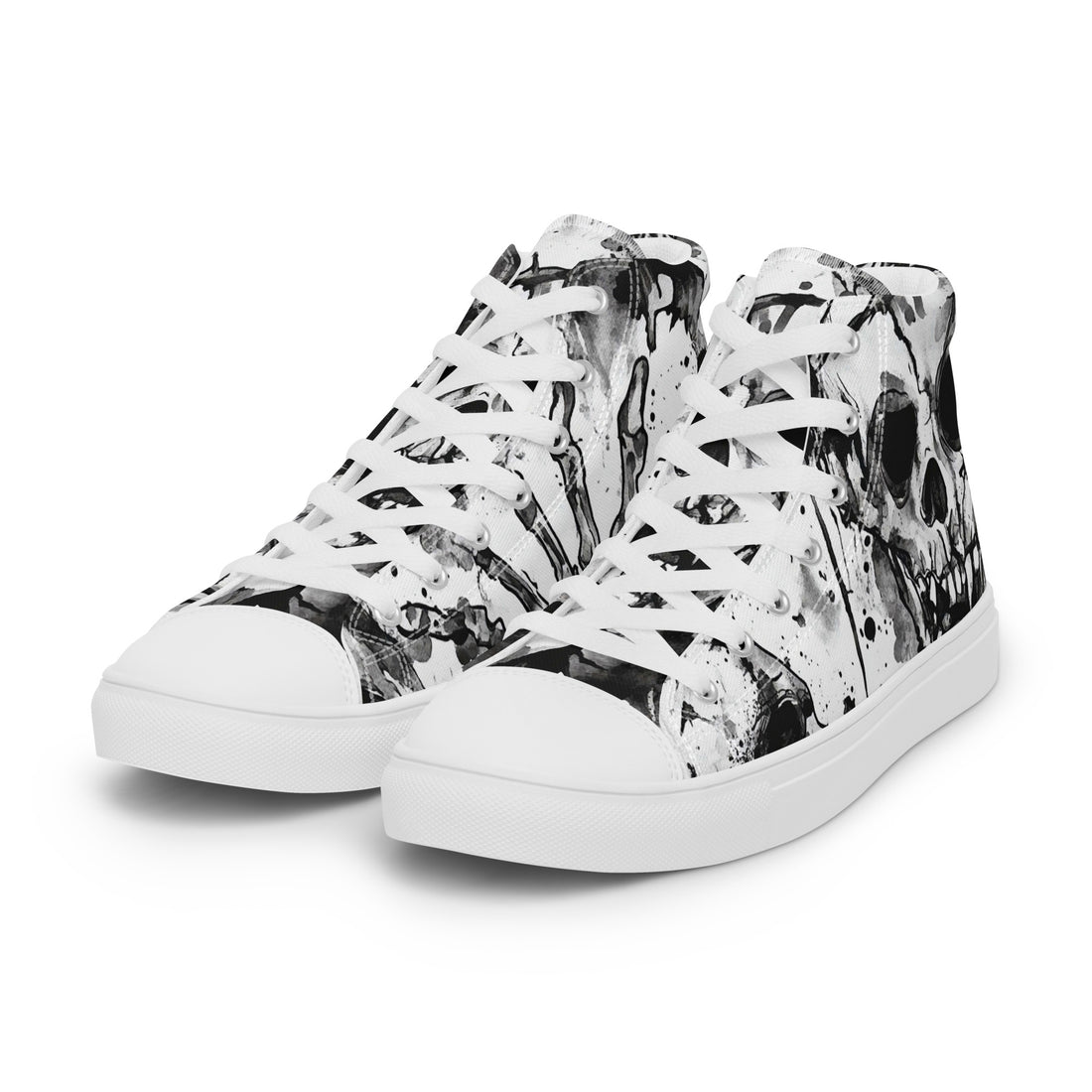 Women's Halloween Skull Splatter High Top Sneakers 340 - ShipSneakers.com