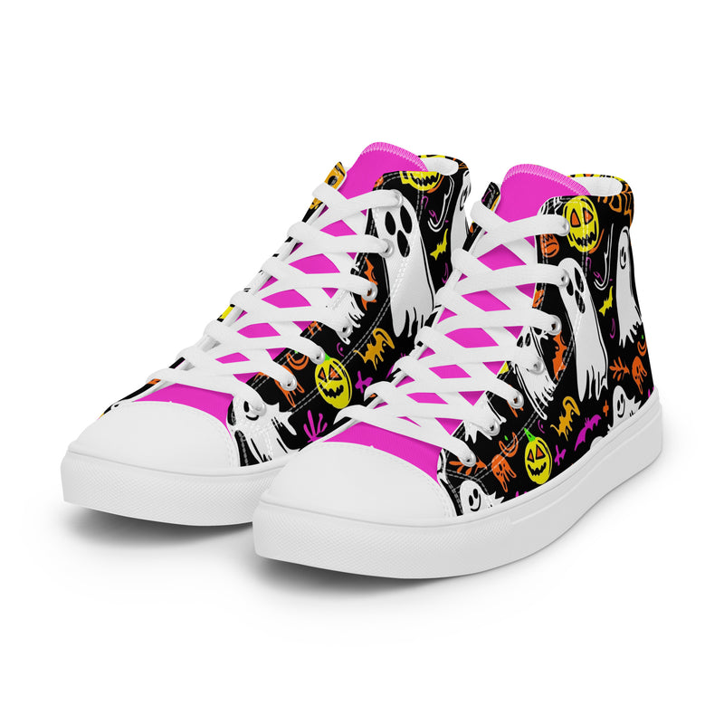 Halloween Ghost Party High Top #355 - Front View | HA!LO Canvas Sneakers