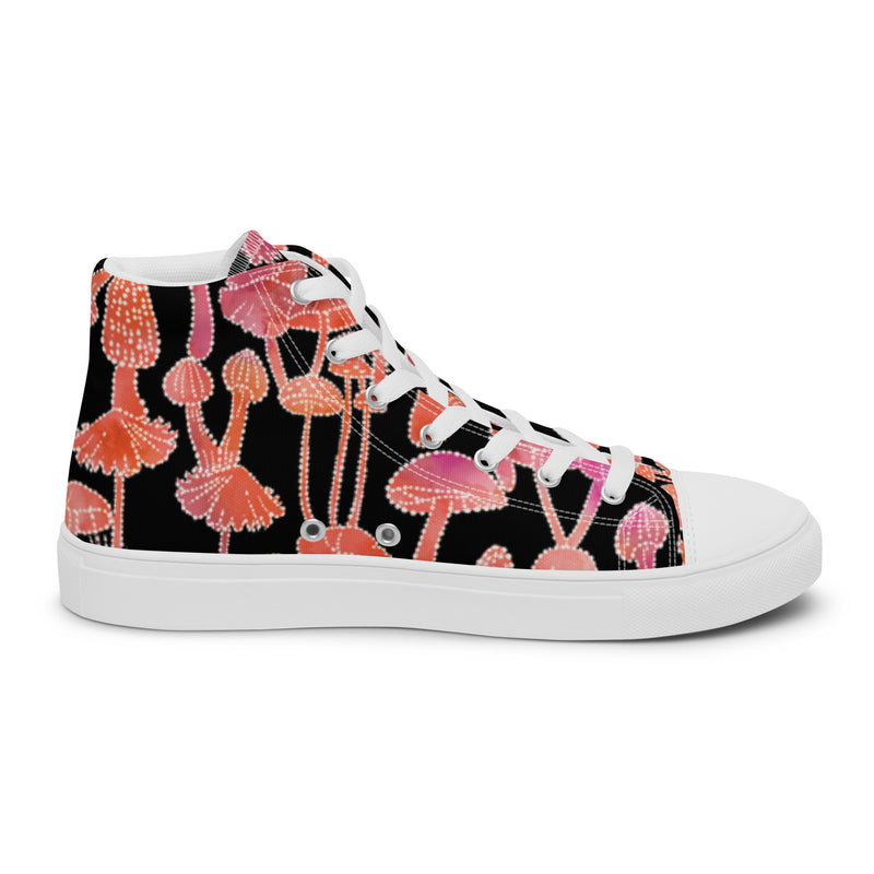Pink Mushroom High Top #6 - Angled View | HA!LO Canvas Sneakers