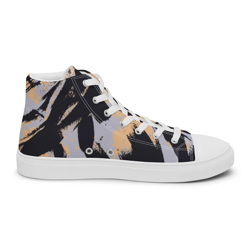 Dark Abstract High Top #8 - Angled View | HA!LO Canvas Sneakers