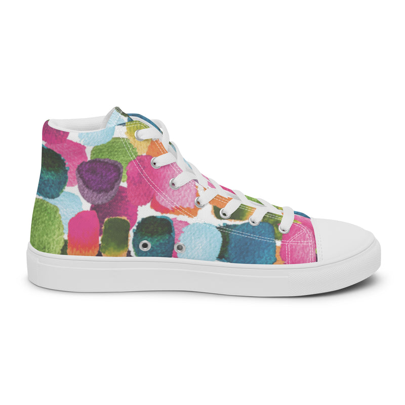Watercolor Dot High Top #11 - Angled View | HA!LO Canvas Sneakers