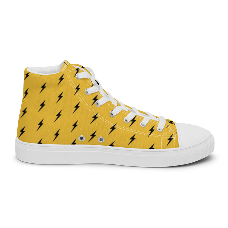 Yellow Lightning High Top #12 - Angled View | HA!LO Canvas Sneakers