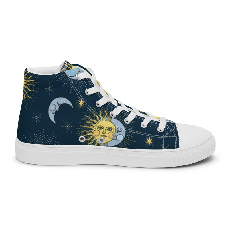 Sun Moon High Top #16 - Angled View | HA!LO Canvas Sneakers