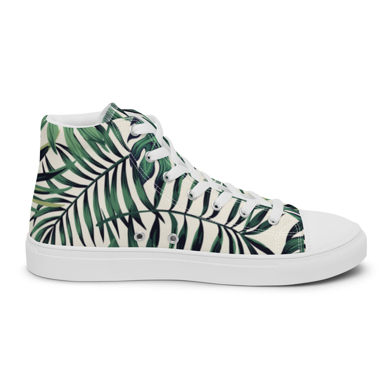Palm Frond High Top #19 - Angled View | HA!LO Canvas Sneakers