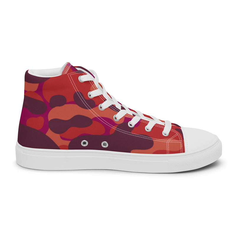 Red Camo High Top #24 - Angled View | HA!LO Canvas Sneakers
