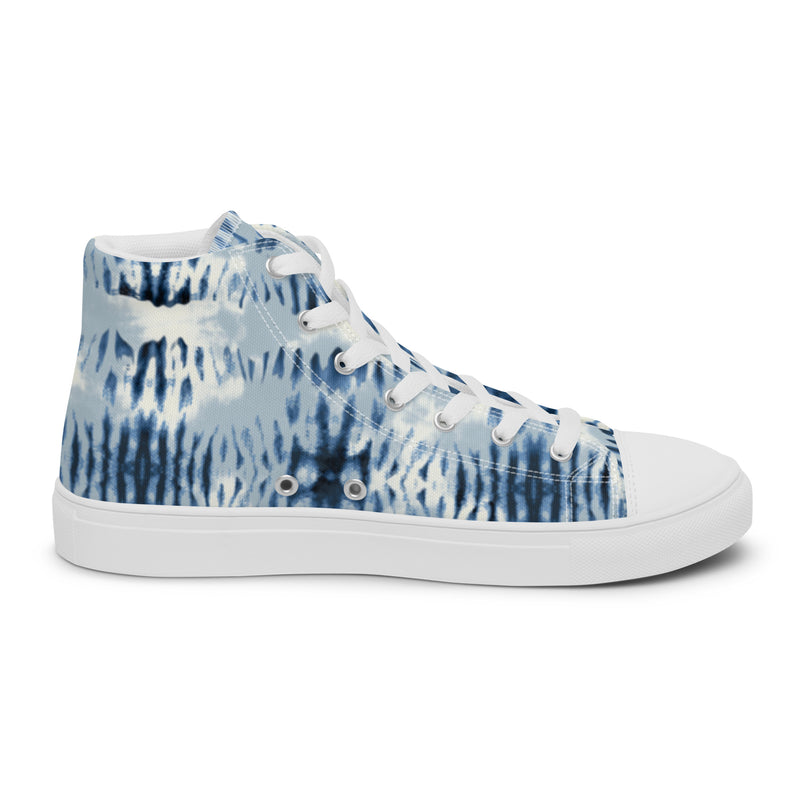 Indigo Shibori High Top #33 - Angled View | HA!LO Canvas Sneakers