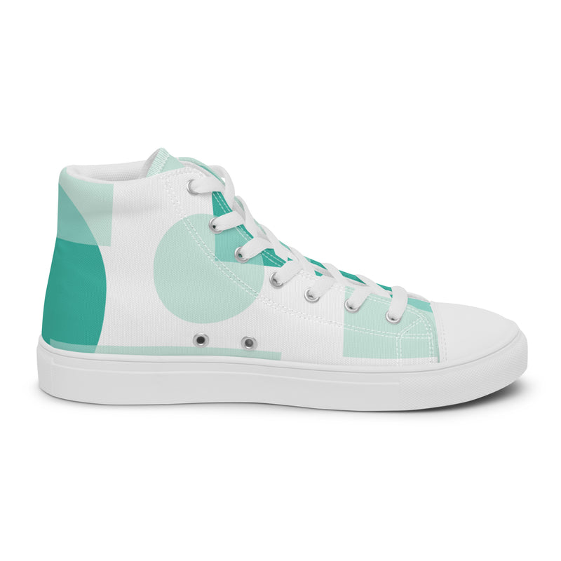 Mint Check High Top #37 - Angled View | HA!LO Canvas Sneakers