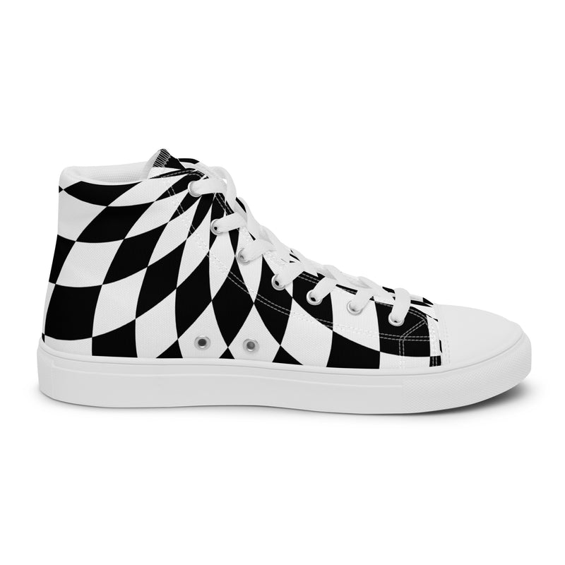 Checkerboard High Top #38 - Angled View | HA!LO Canvas Sneakers