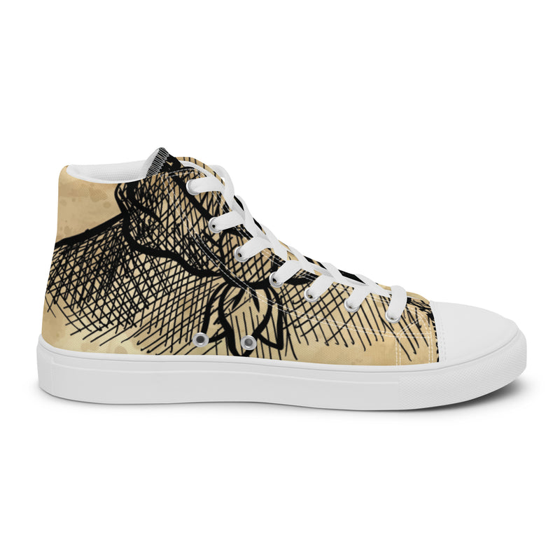 Vintage Portrait High Top #52 - Angled View | HA!LO Canvas Sneakers