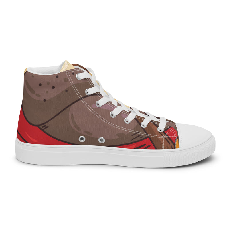 Brown Eye High Top #53 - Angled View | HA!LO Canvas Sneakers