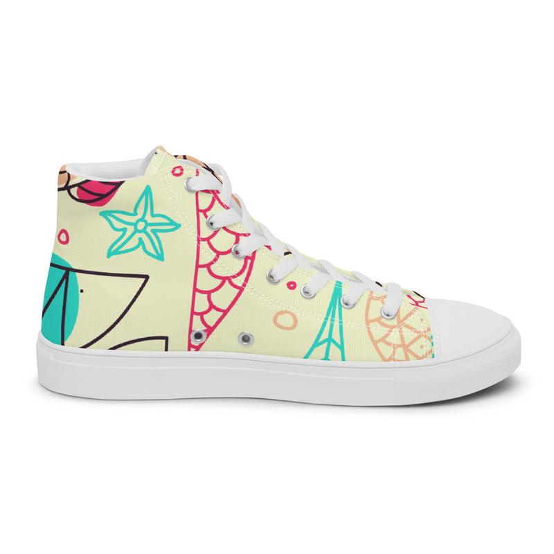 Retro Doodle High Top #66 - Angled View | HA!LO Canvas Sneakers