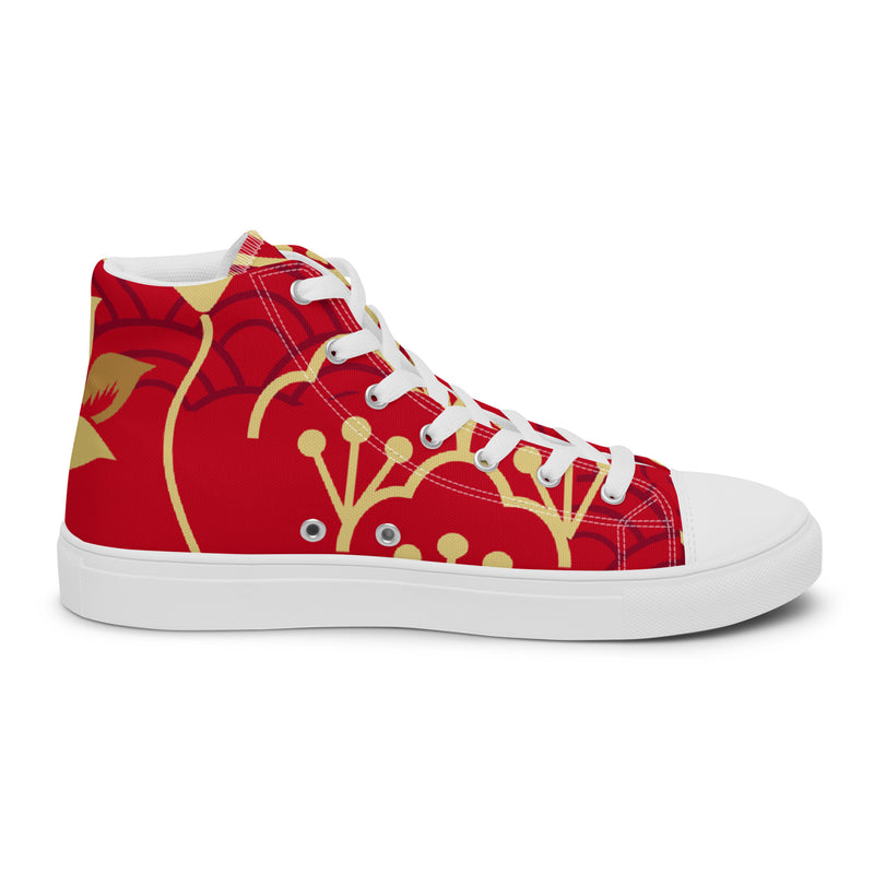 Red Wave High Top #67 - Angled View | HA!LO Canvas Sneakers