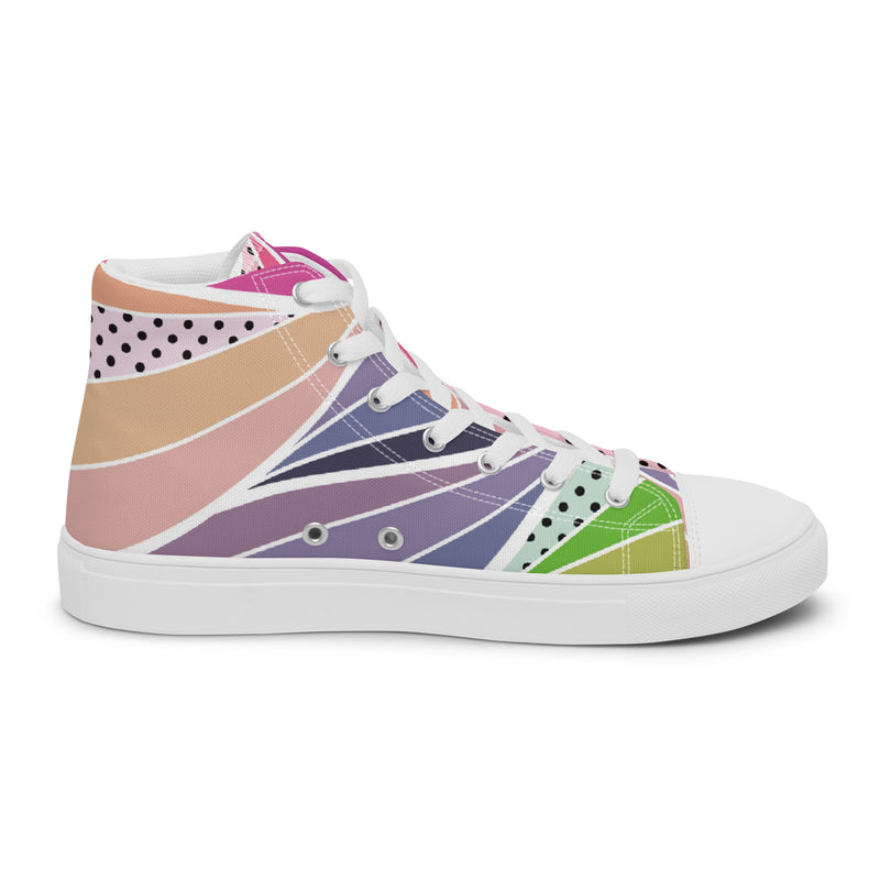 Pink Pop Art High Top #72 - Angled View | HA!LO Canvas Sneakers
