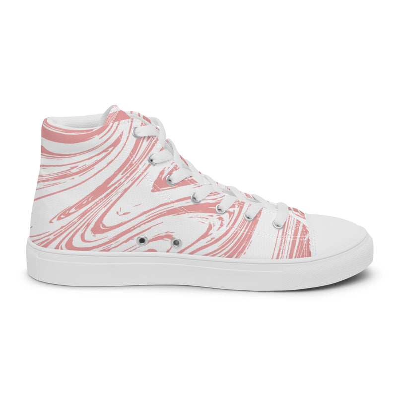 Pink Marble High Top #76 - Angled View | HA!LO Canvas Sneakers