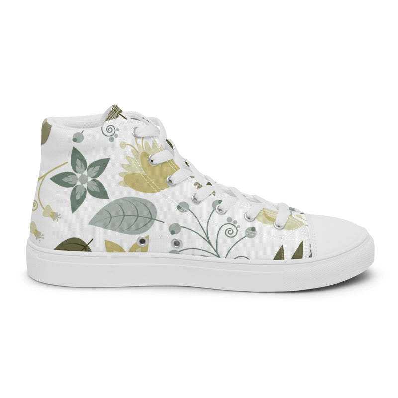 Fern Leaf High Top #78 - Angled View | HA!LO Canvas Sneakers