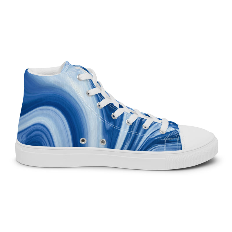 Blue Marble High Top #79 - Angled View | HA!LO Canvas Sneakers
