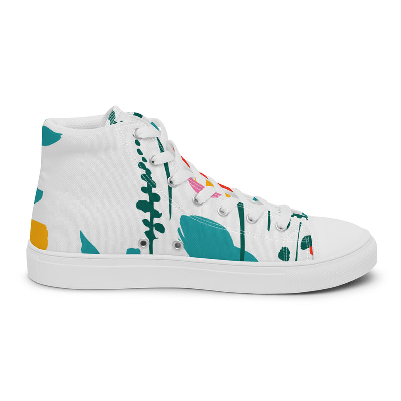 Hibiscus Bloom High Top #80 - Angled View | HA!LO Canvas Sneakers