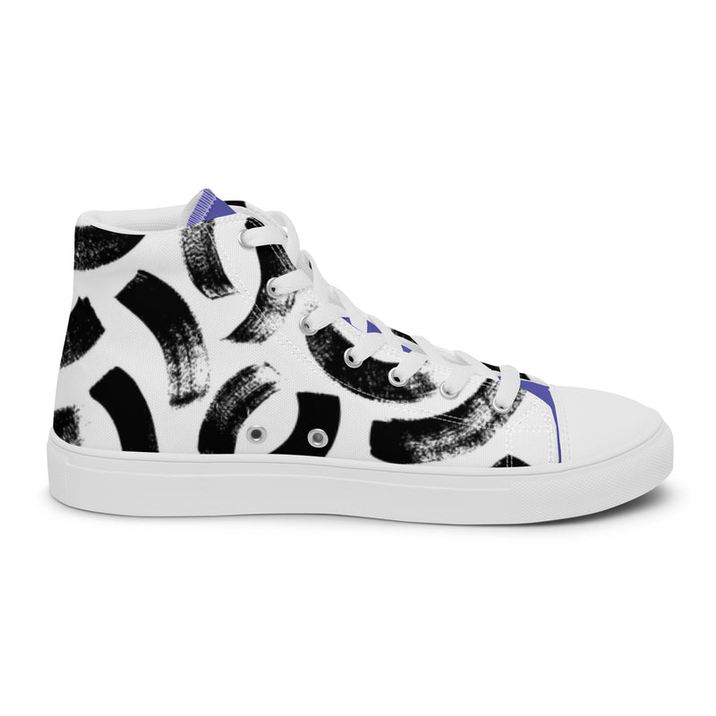 Abstract Ink High Top #93 - Angled View | HA!LO Canvas Sneakers