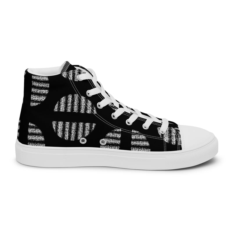 Black Graphic High Top #104 - Angled View | HA!LO Canvas Sneakers