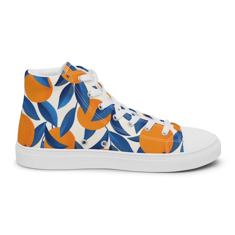 Blue Leaf High Top #111 - Angled View | HA!LO Canvas Sneakers