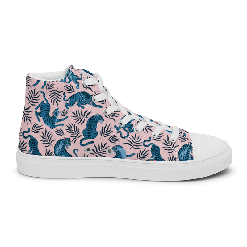 Blue Tropical High Top #115 - Angled View | HA!LO Canvas Sneakers