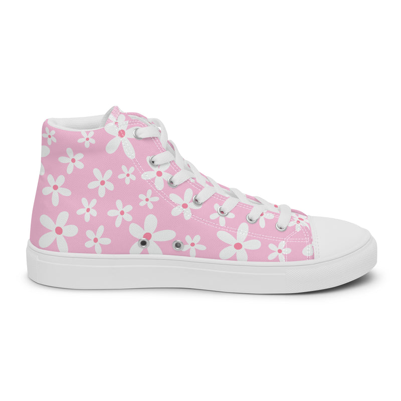 Cherry Blossom High Top #121 - Angled View | HA!LO Canvas Sneakers