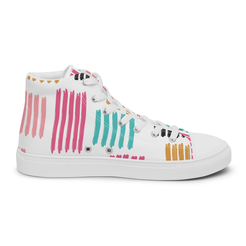 Pastel Stripe High Top #132 - Angled View | HA!LO Canvas Sneakers