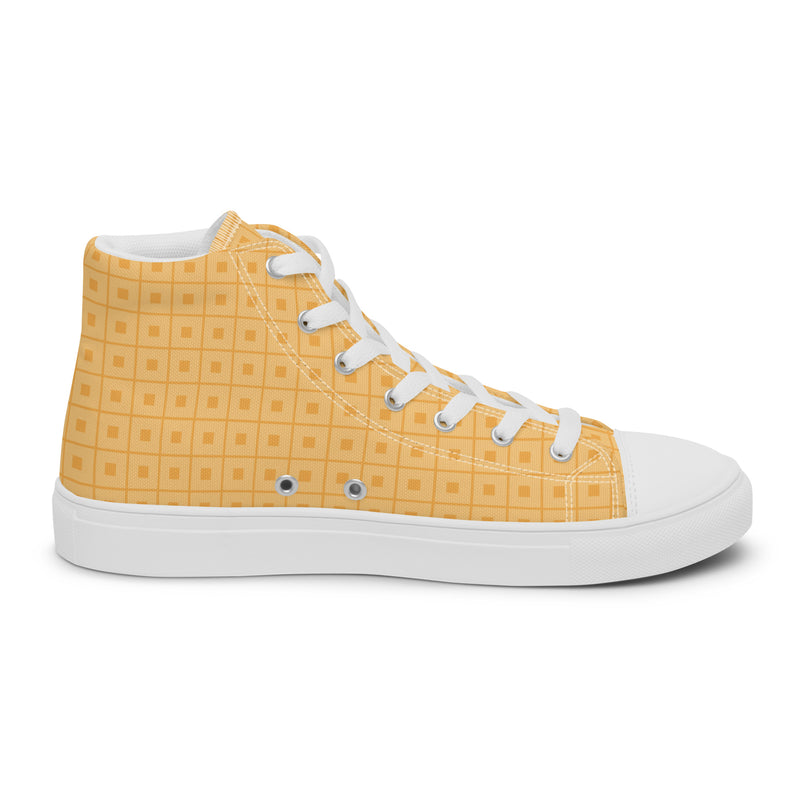 Gold Honeycomb High Top #143 - Angled View | HA!LO Canvas Sneakers