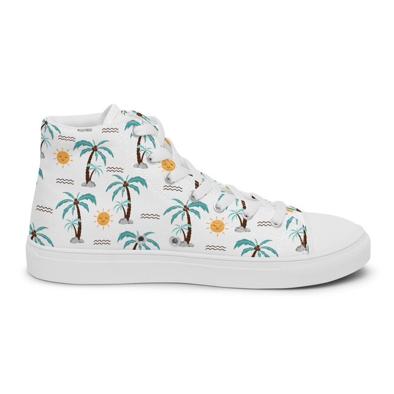 Palm Tree High Top #148 - Angled View | HA!LO Canvas Sneakers