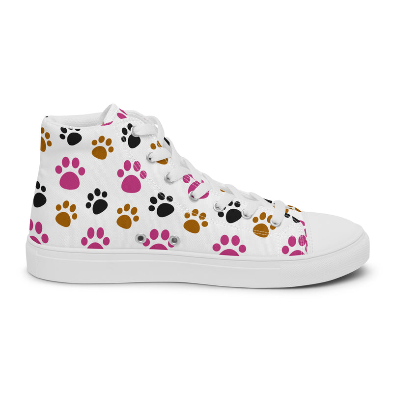 Colorful Paw High Top #167 - Angled View | HA!LO Canvas Sneakers