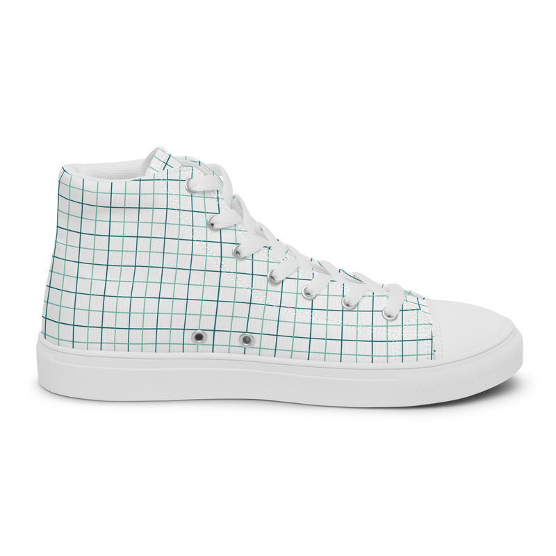 Mint Grid High Top #208 - Angled View | HA!LO Canvas Sneakers