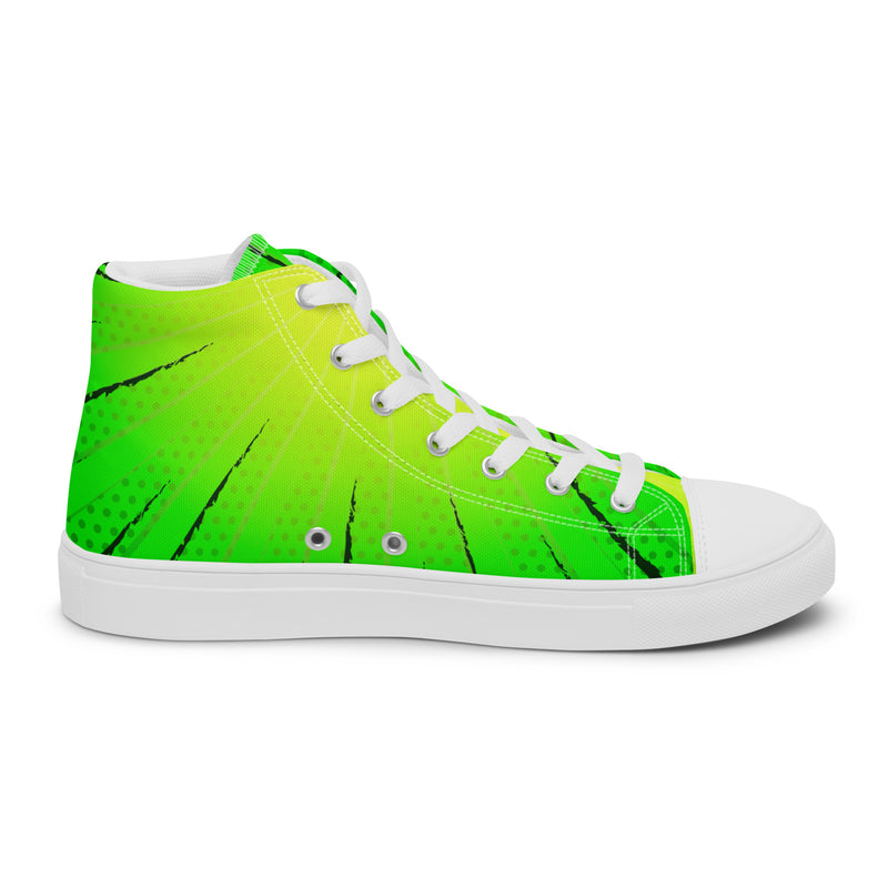 Neon Green High Top #214 - Angled View | HA!LO Canvas Sneakers