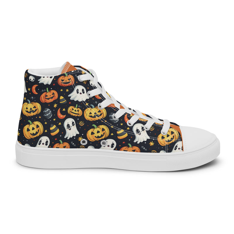 Halloween Ghost High Top #244 - Angled View | HA!LO Canvas Sneakers