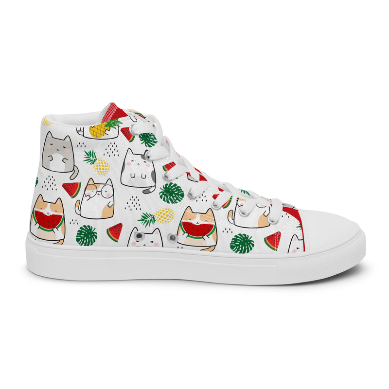 Christmas Cat High Top #247 - Angled View | HA!LO Canvas Sneakers