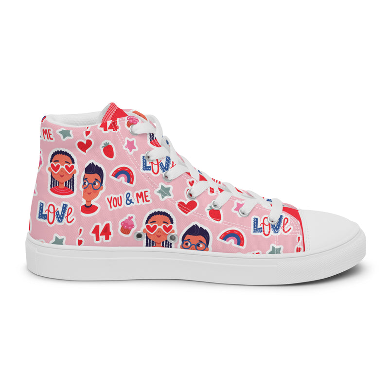 Valentine Girl High Top #259 - Angled View | HA!LO Canvas Sneakers