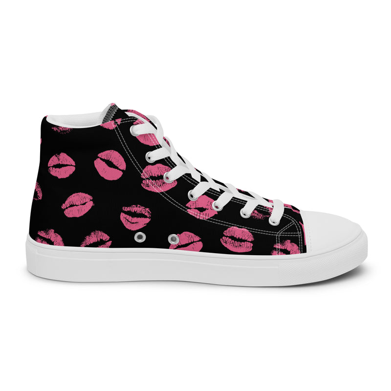 Lipstick Kiss High Top #262 - Angled View | HA!LO Canvas Sneakers