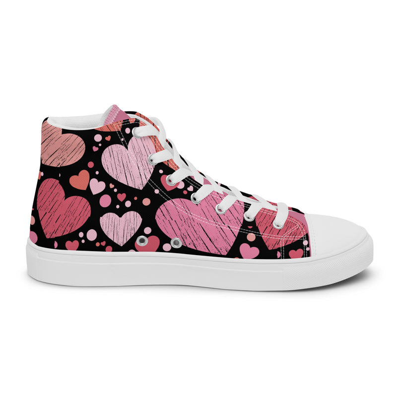 Heart Collage High Top #263 - Angled View | HA!LO Canvas Sneakers