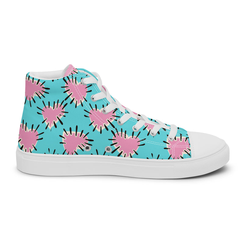 Pink Starburst High Top #266 - Angled View | HA!LO Canvas Sneakers