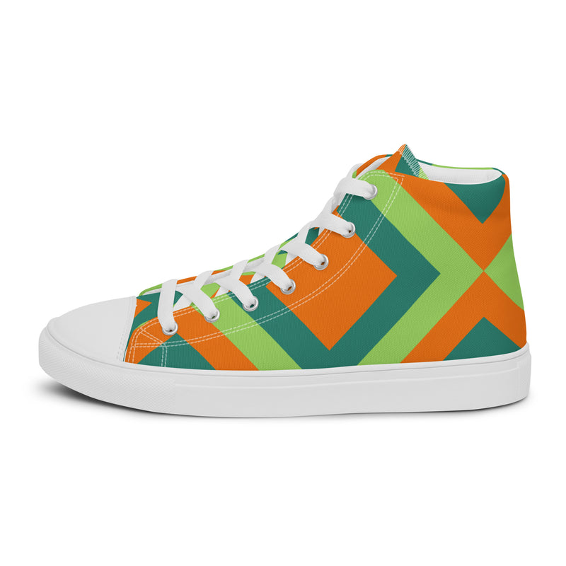 Orange Geometric High Top #44 - Sole Detail | HA!LO Canvas Sneakers