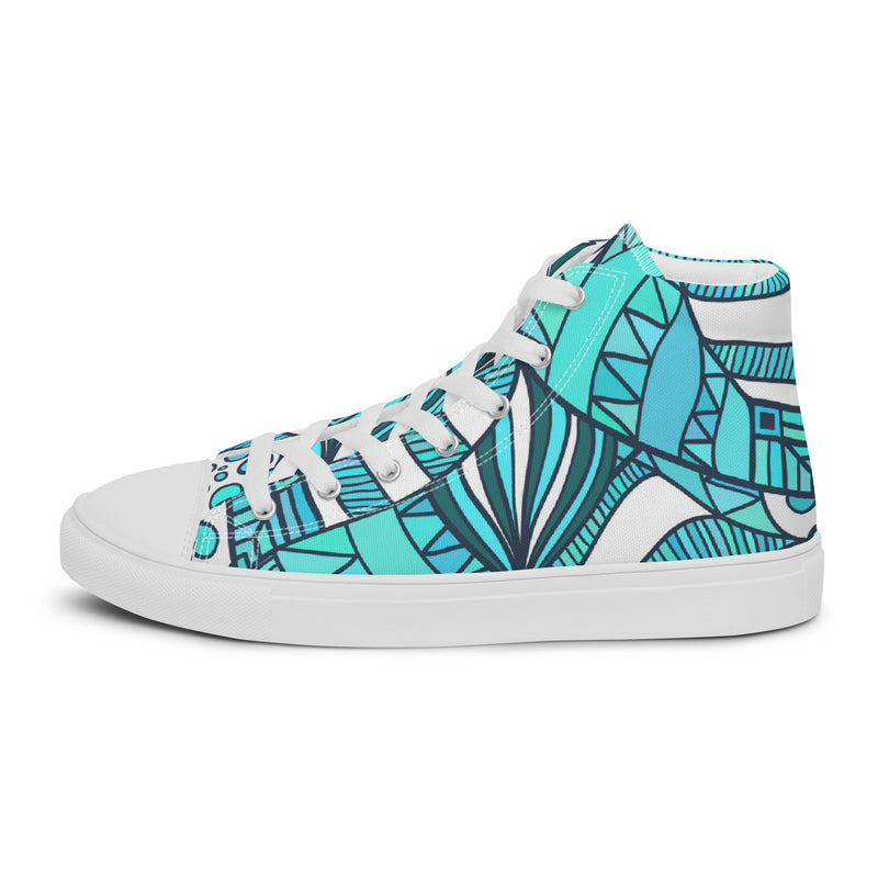 Teal Abstract High Top #60 - Sole Detail | HA!LO Canvas Sneakers