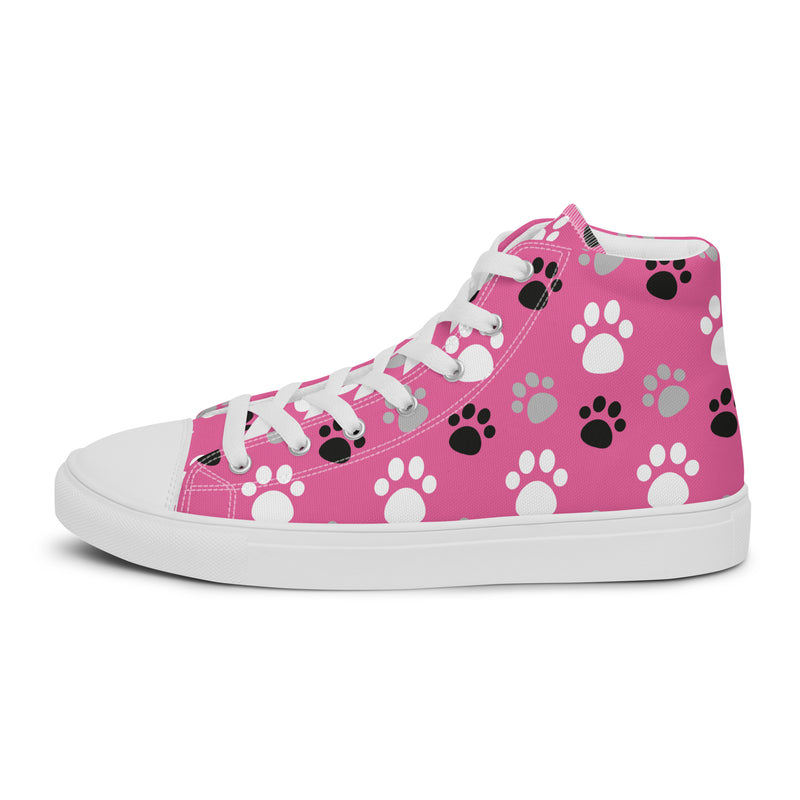 Pink Paw Print High Top #165 - Sole Detail | HA!LO Canvas Sneakers
