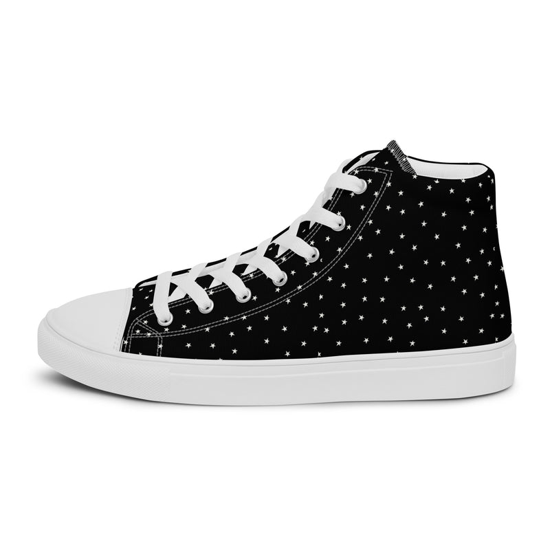 Black Polka Dot High Top #278 - Back View | HA!LO Canvas Sneakers