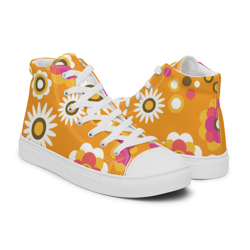 Sunflower Orange High Top #3 - Top Down View | HA!LO Canvas Sneakers