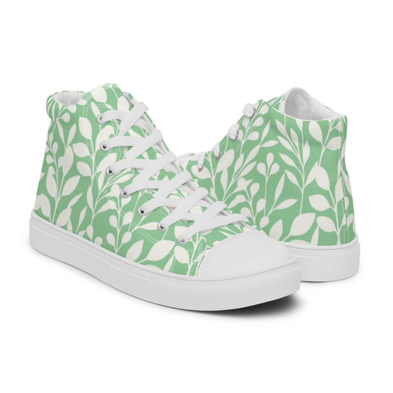 Mint Botanical High Top #7 - Top Down View | HA!LO Canvas Sneakers