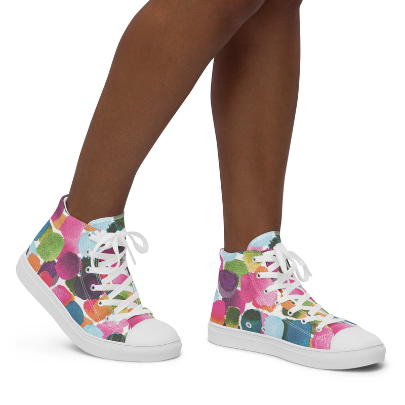 Watercolor Dot High Top #11 - Opposite Side | HA!LO Canvas Sneakers